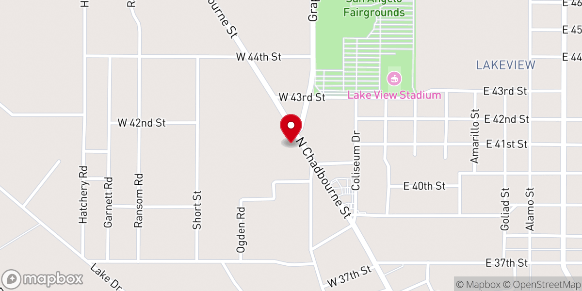 Map showing location of San Angelo Cowboy Church