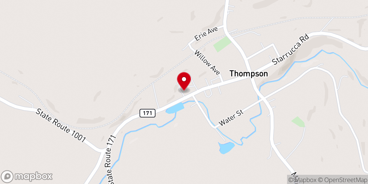Map showing location of Thompson Baptist Church