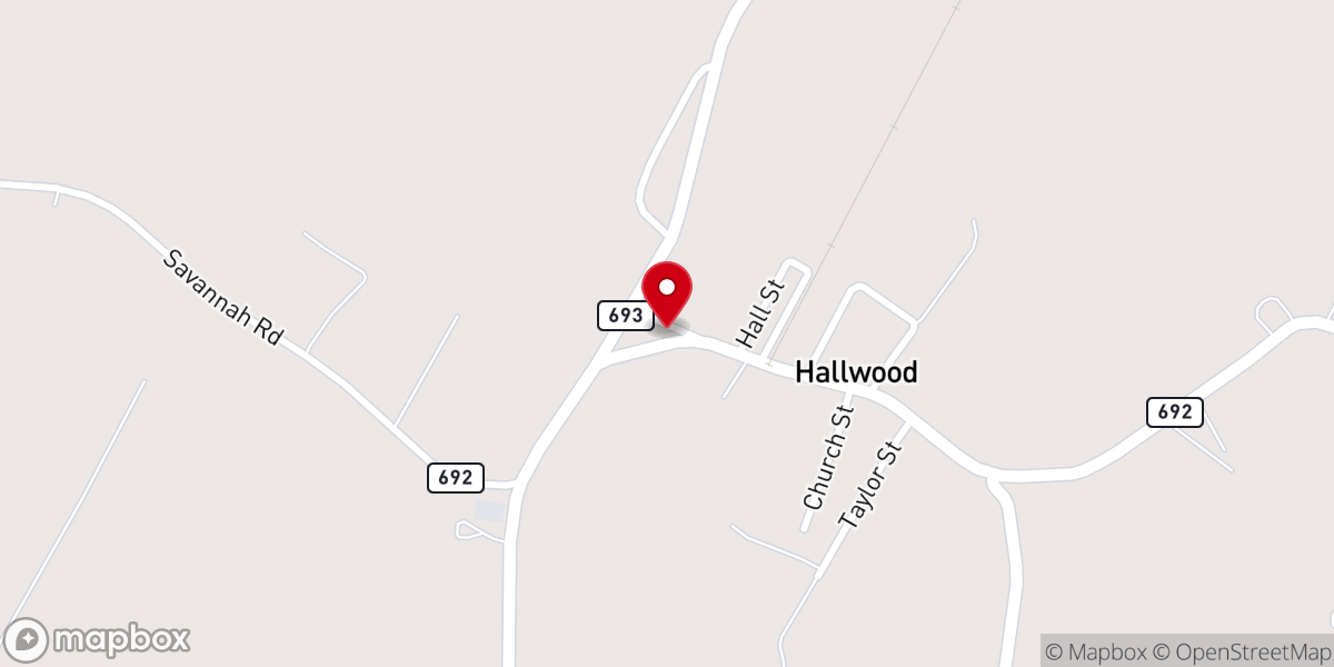 Map showing location of Hallwood United Methodist Church