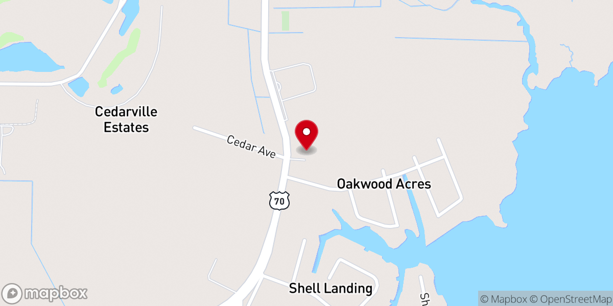 Map showing location of New Hope Baptist Church