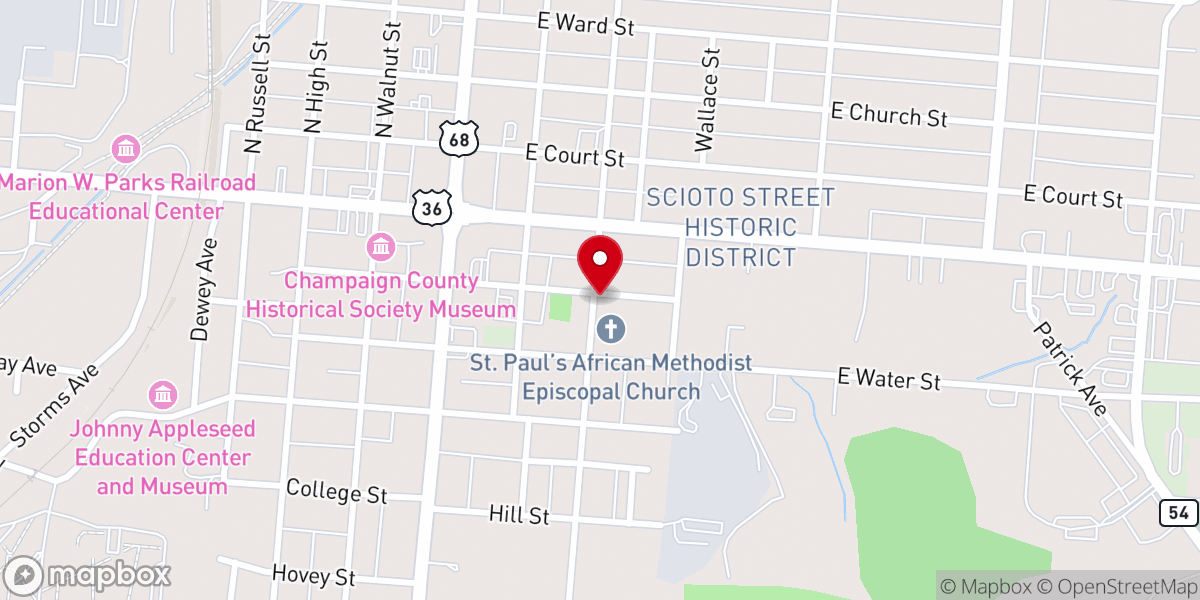 Map showing location of Bethesda Apostolic Church