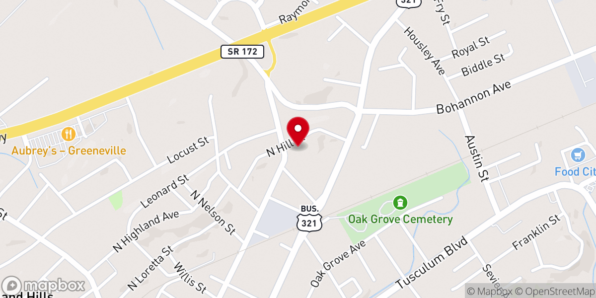 Map showing location of Hill Street Church of God