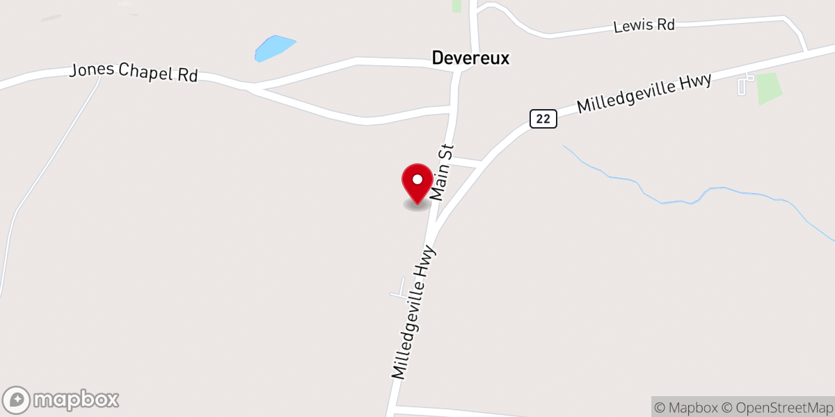 Map showing location of Devereux United Methodist Church