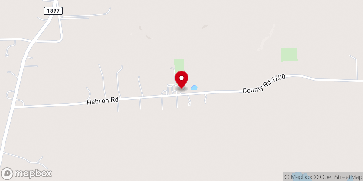 Map showing location of Hebron Baptist Church