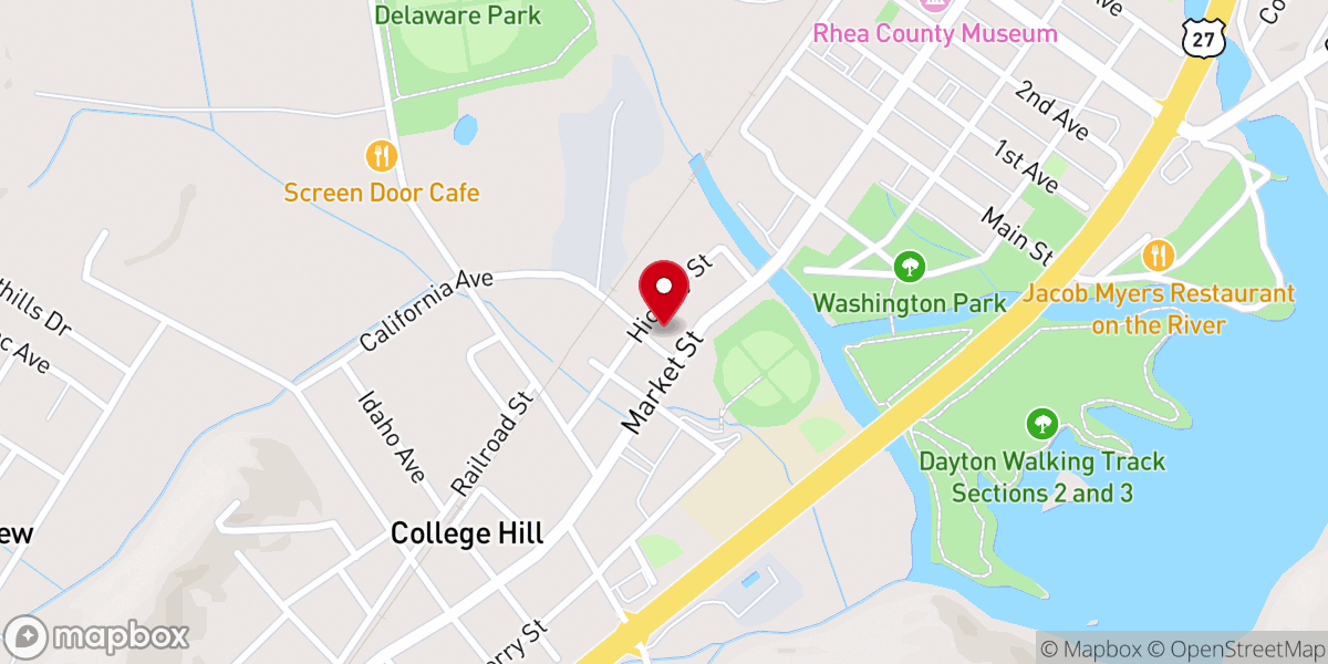 Map showing location of First Church of Dayton