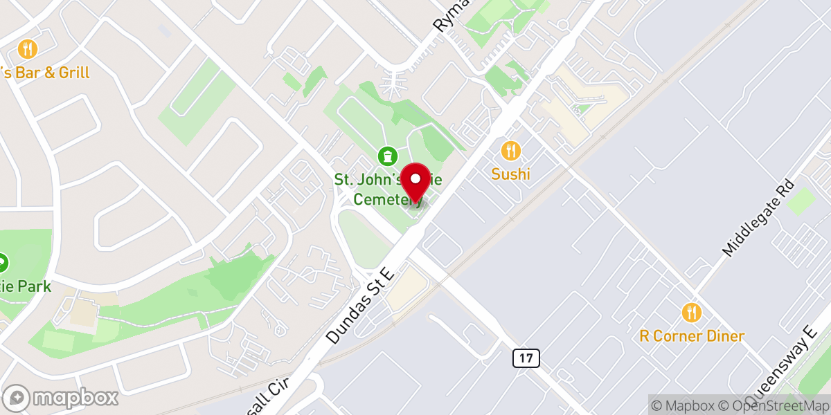 Map showing location of St. John The Baptist Anglican Church