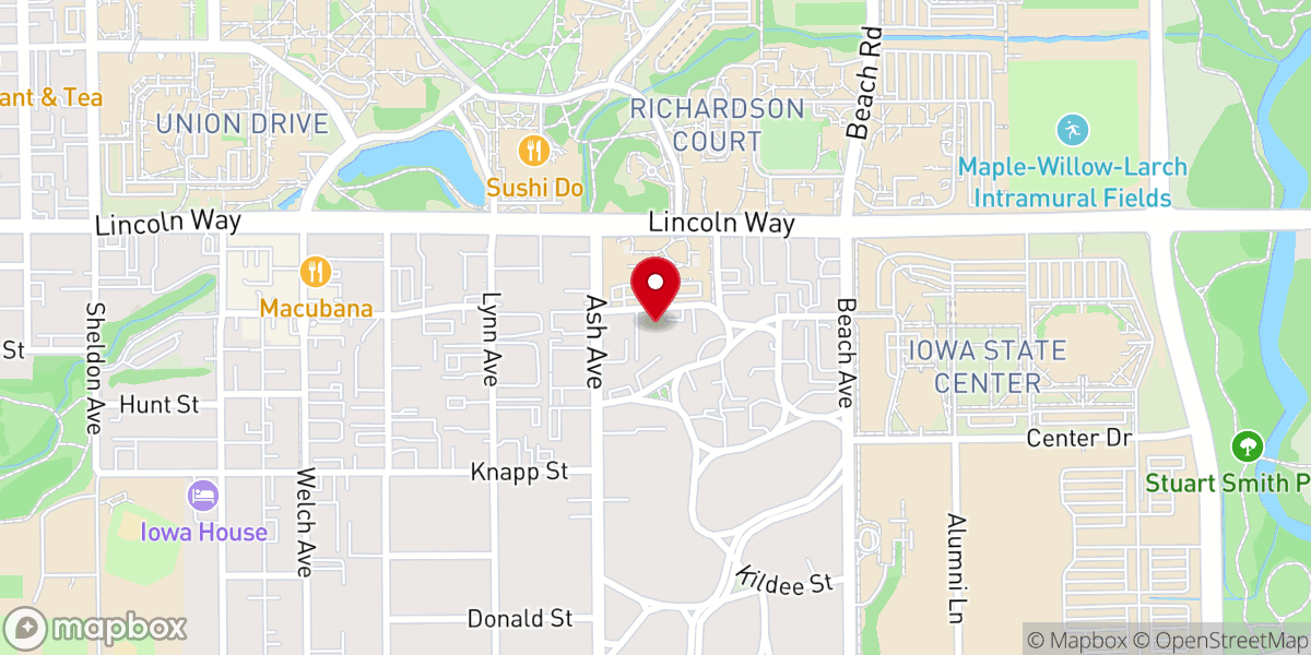 Map showing location of Lutheran Campus Ministry at ISU - ELCA