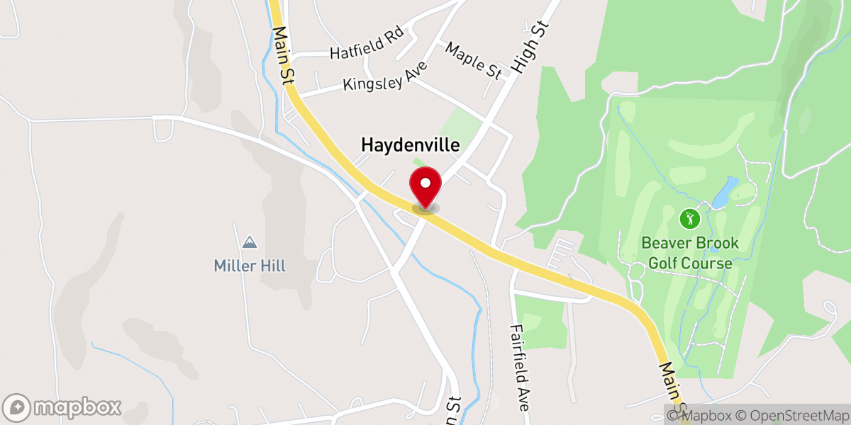 Map showing location of Haydenville