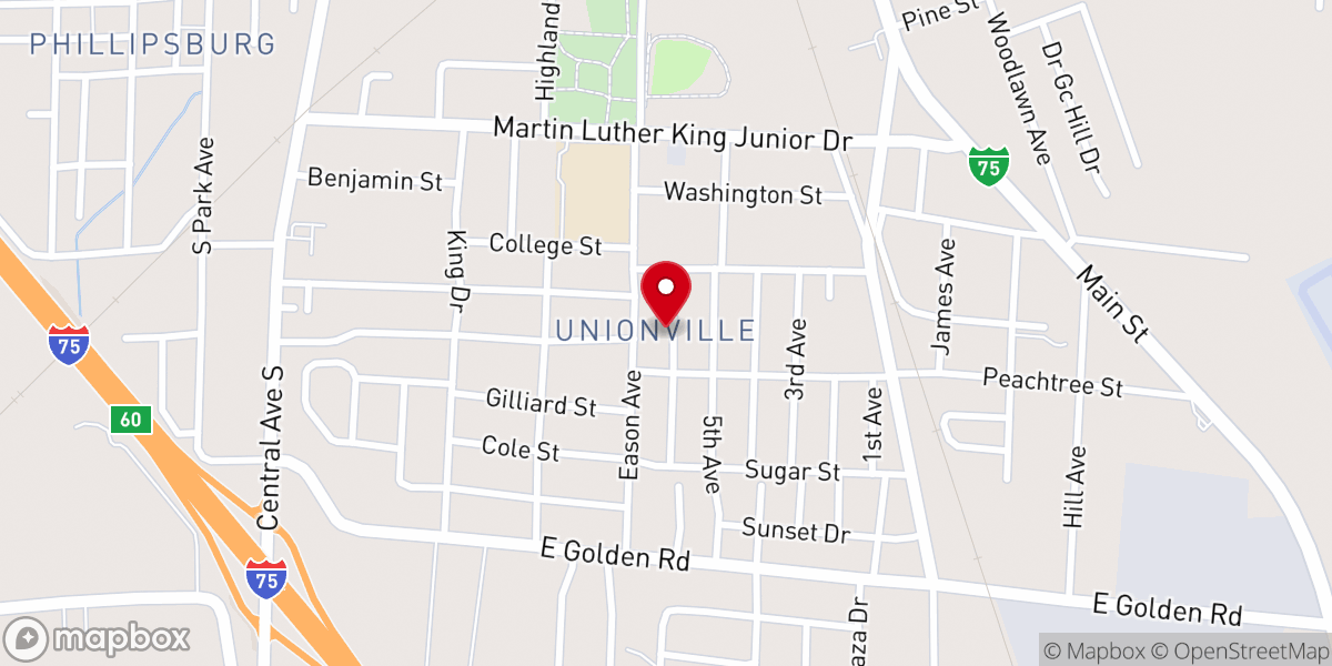 Map showing location of Friendship Holiness Church