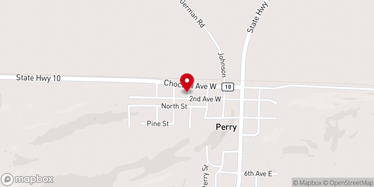 Map showing location of Perry Baptist Church
