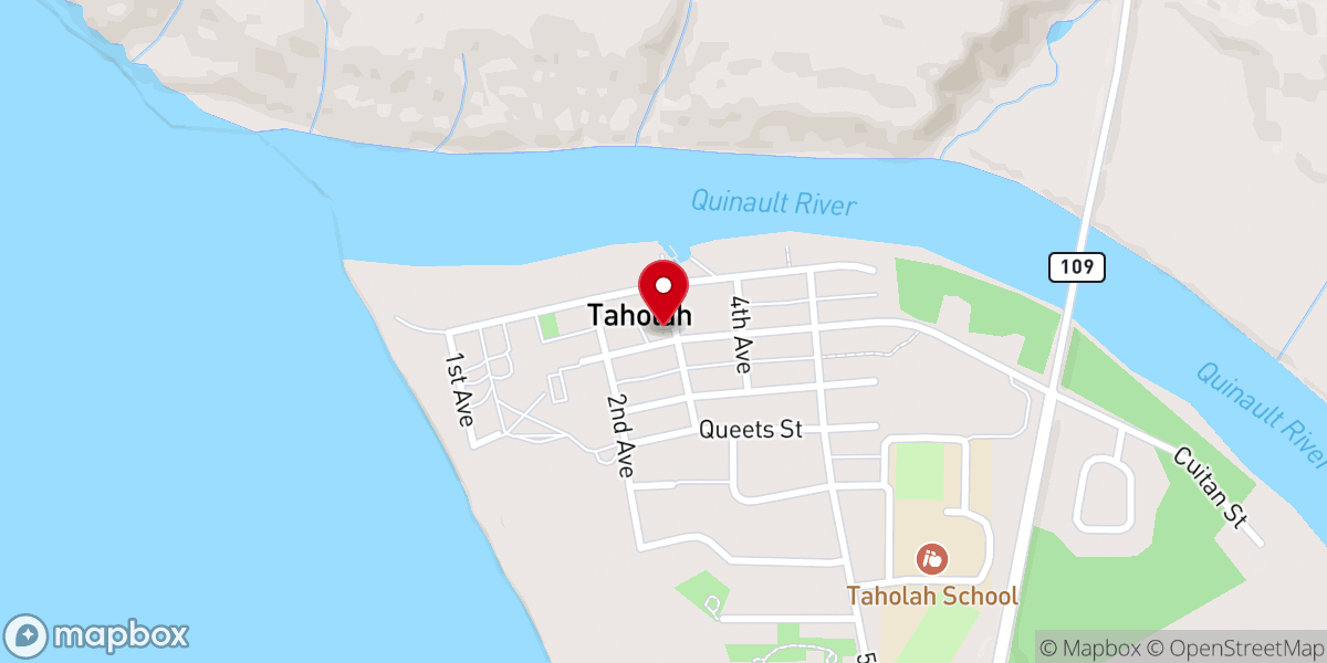 Map showing location of Quinault Shaker Church
