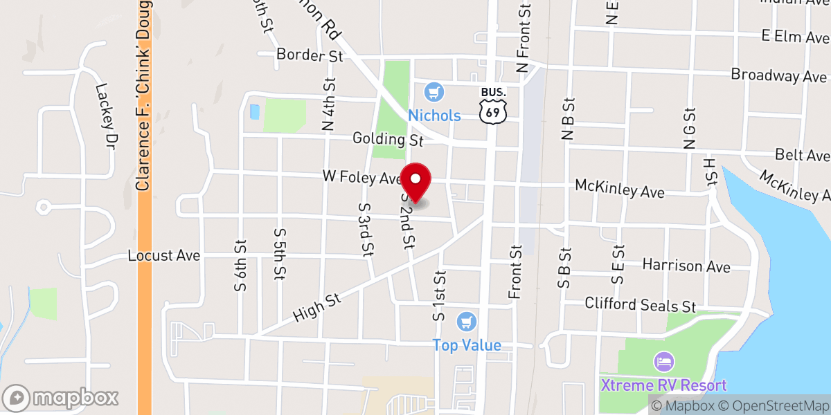 Map showing location of Eufaula Church of Christ