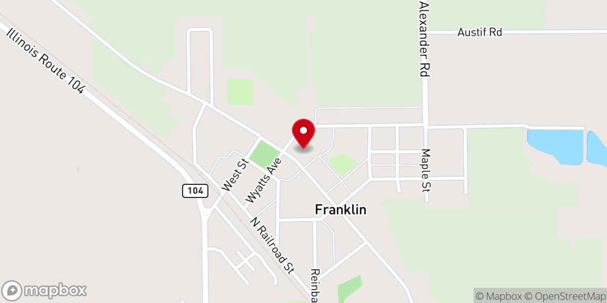 Map showing location of Franklin Christian Church