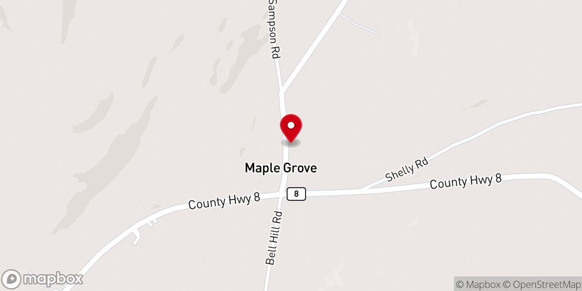 Map showing location of Maple Grove Church