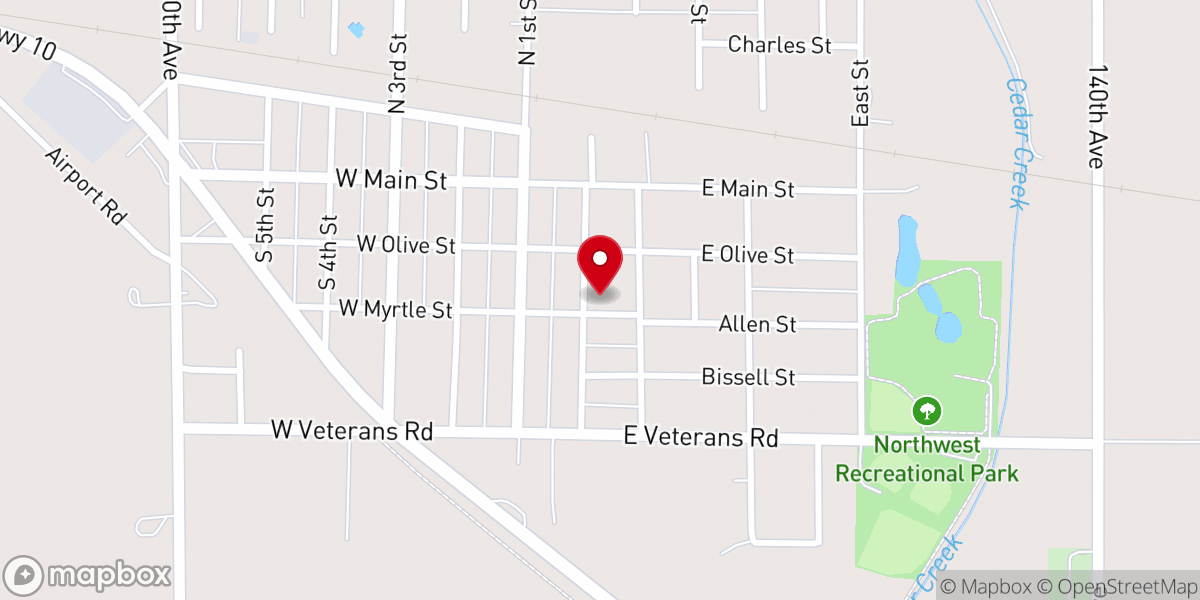 Map showing location of Bethany Lutheran Church