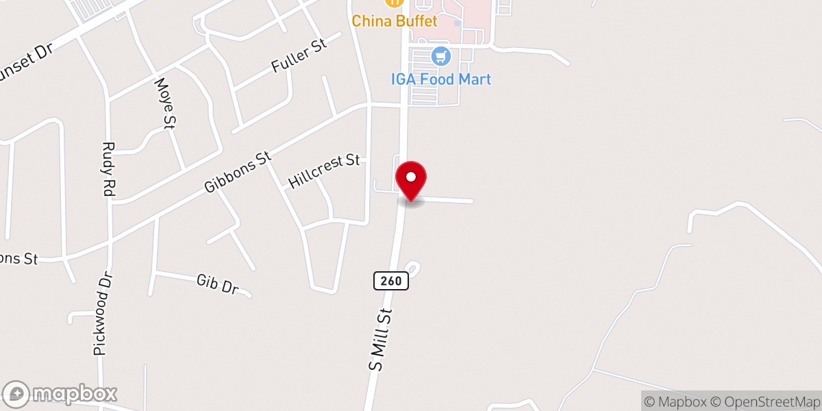Map showing location of First Christian Church of Manning
