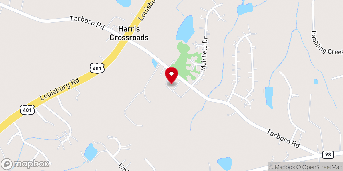 Map showing location of Harris Chapel Baptist Church