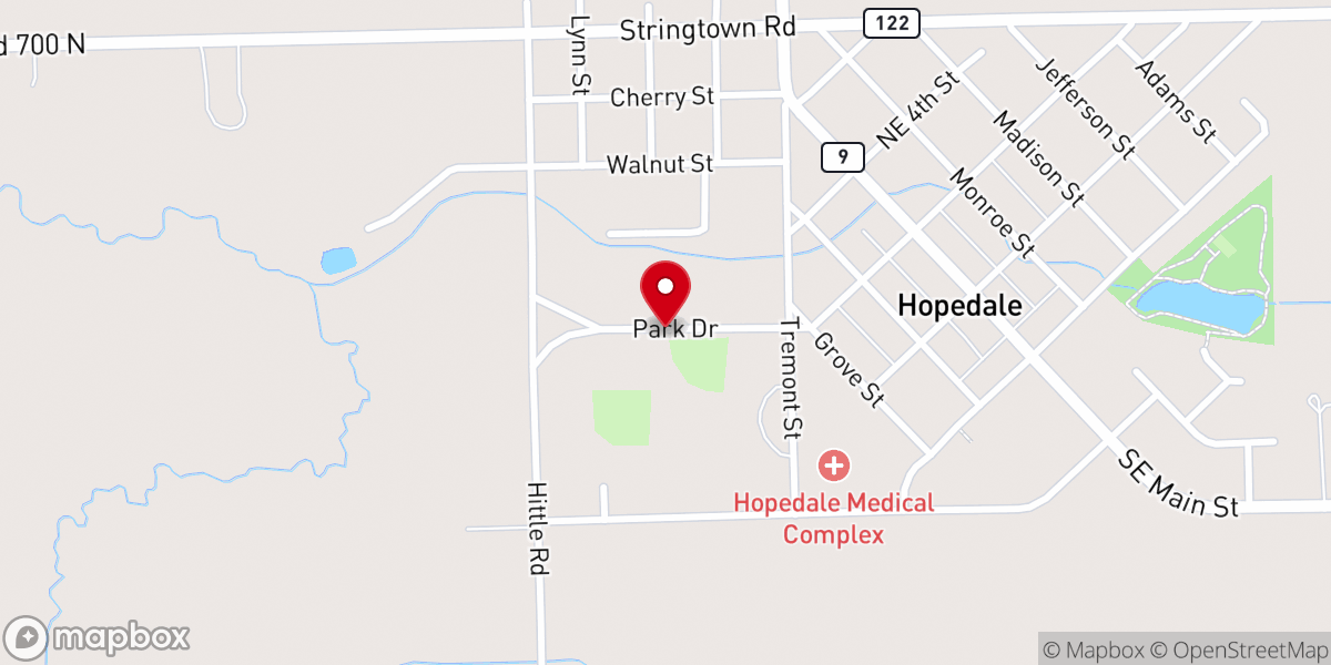 Map showing location of Hopedale Park