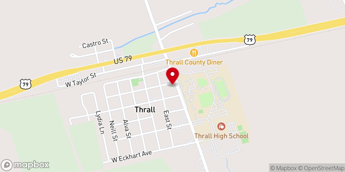 Map showing location of Thrall First Baptist Church