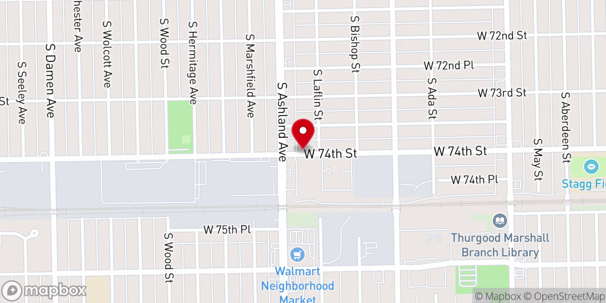 Map showing location of West Seventy Fourth Street Church of Christ