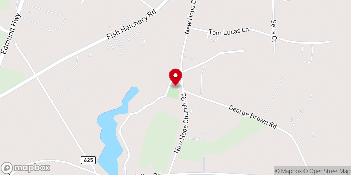 Map showing location of New Hope Baptist Church of Pelion