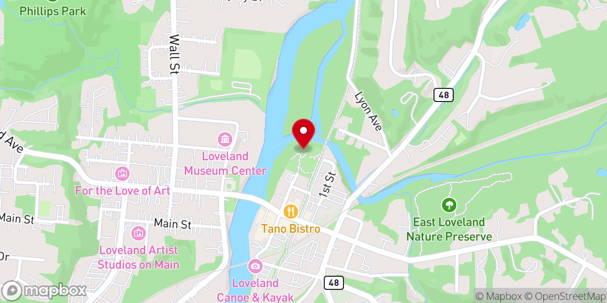 Map showing location of Nisbet Park & Amphitheater