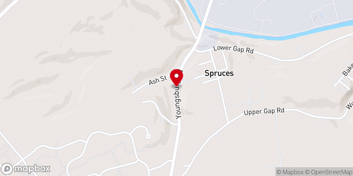 Map showing location of First Baptist Church of Bernardtown