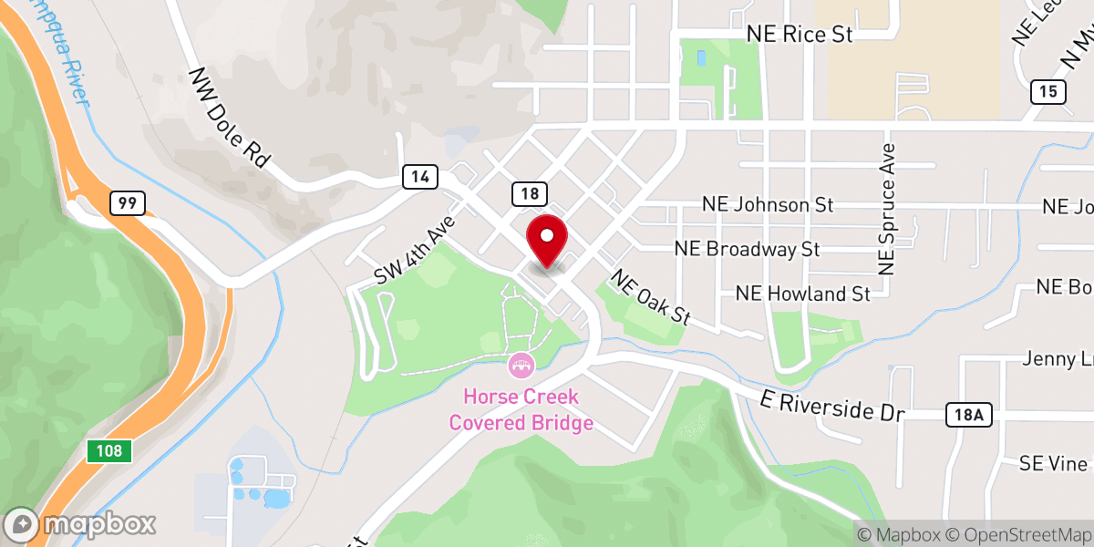 Map showing location of SVDP Myrtle Creek - Food Distribution Center