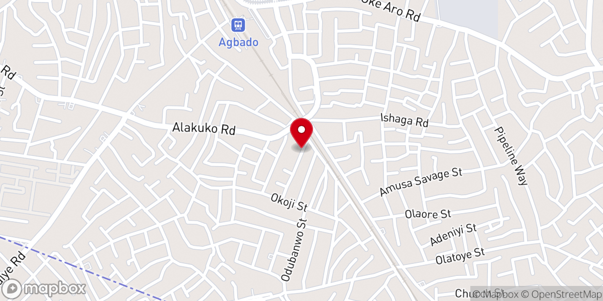 Map showing location of Deeper Life Bible Church, Agbado Region