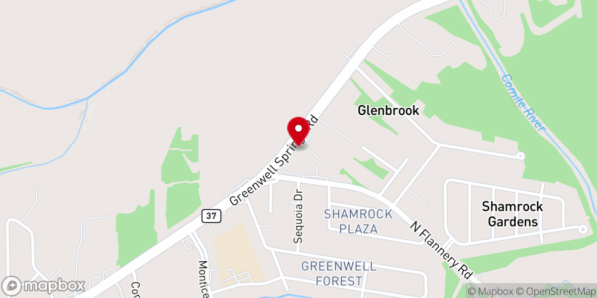 Map showing location of Comite Baptist Church
