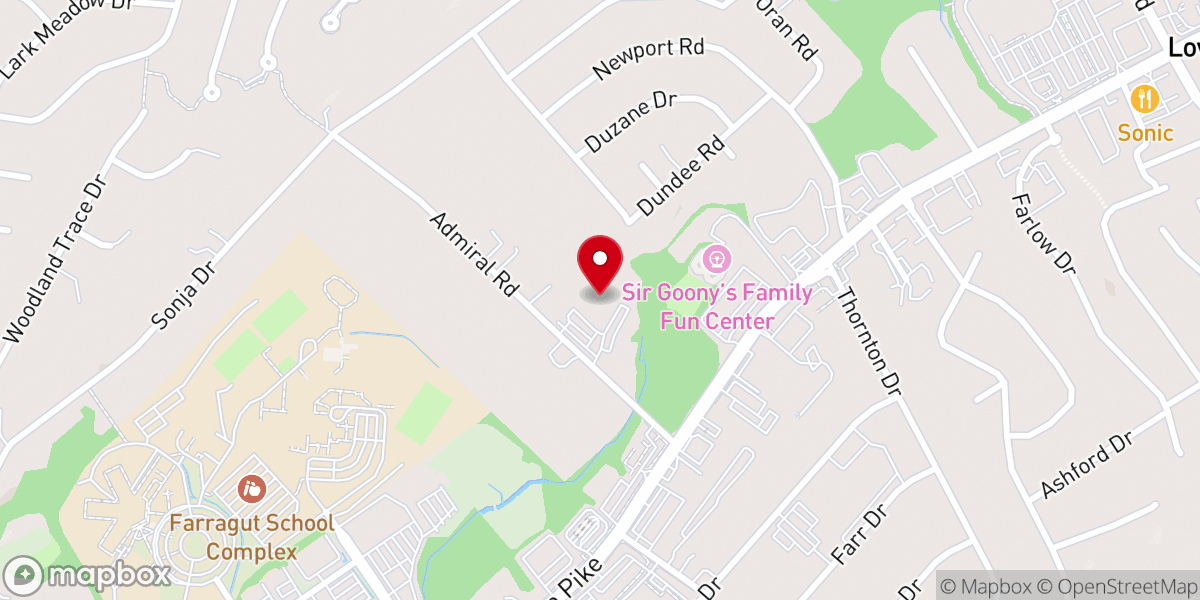 Map showing location of Farragut Christian Church
