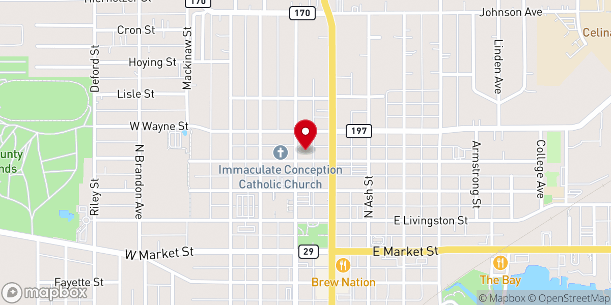 Map showing location of IC Parish Activity Center