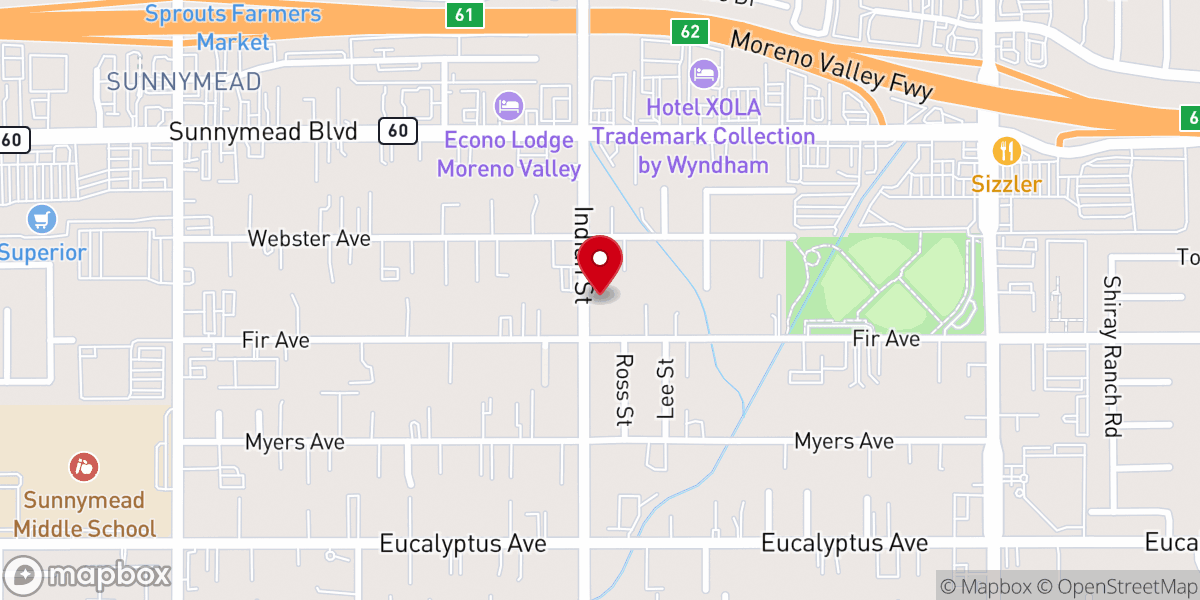 Map showing location of Church of Christ Moreno Valley