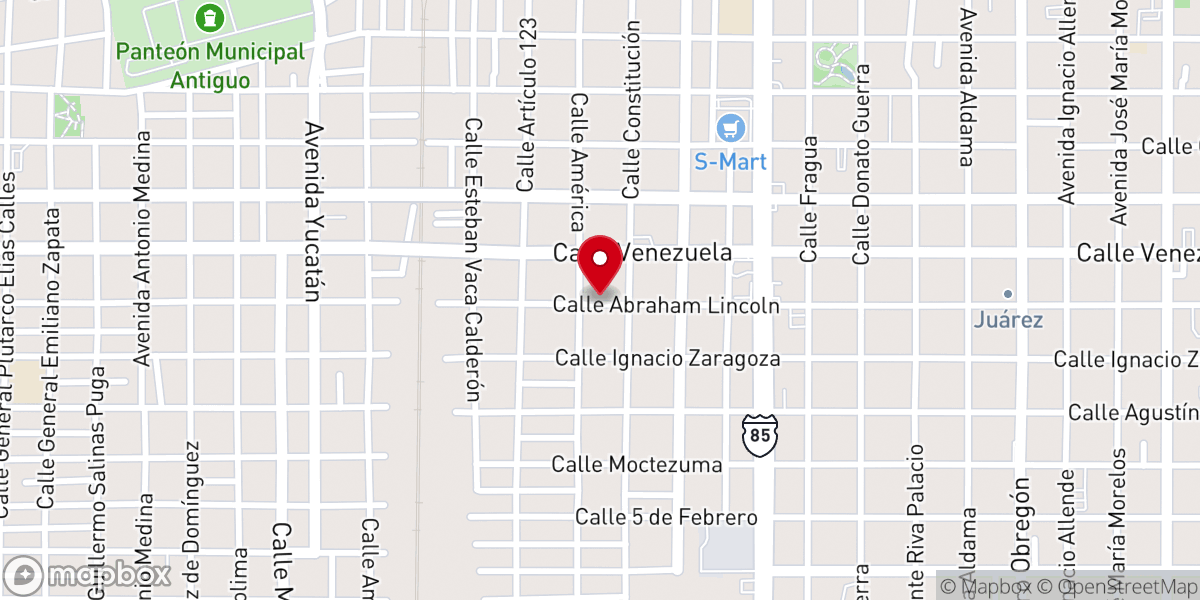 Map showing location of Parroquia San Francisco de Asis