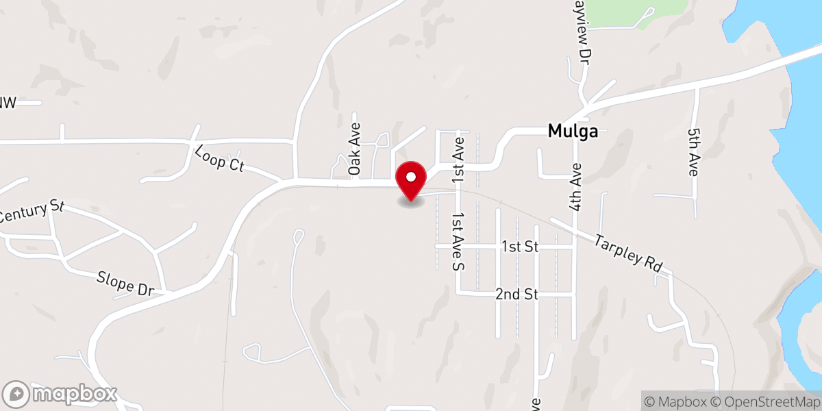 Map showing location of Mulga Baptist Church