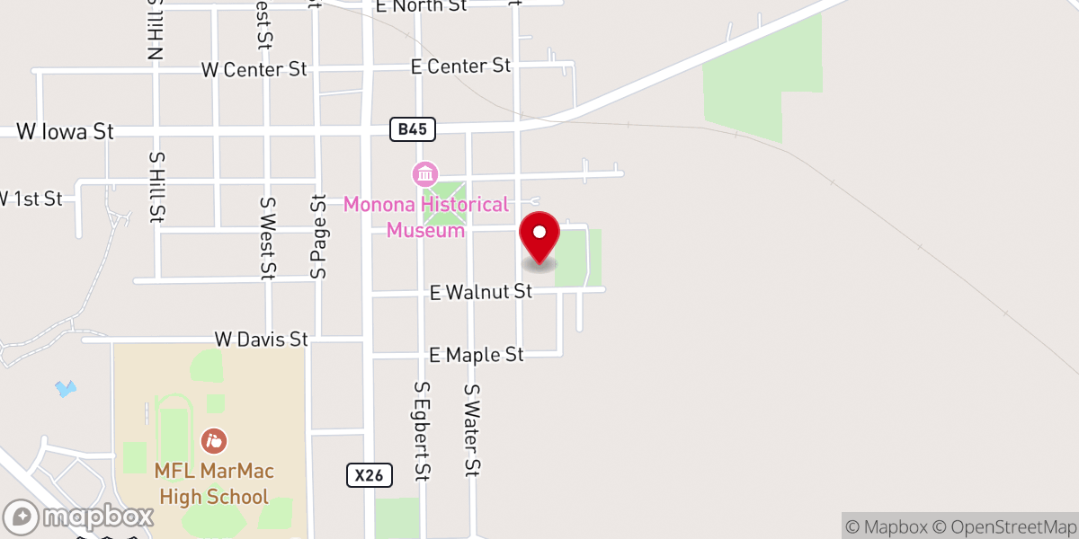 Map showing location of Saint Patrick Catholic Church, Monona