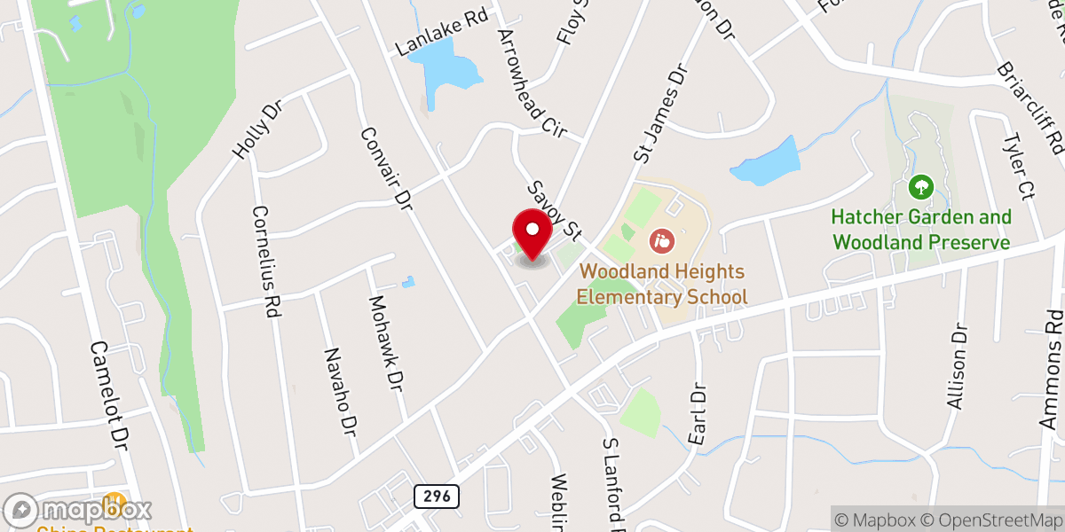 Map showing location of St. James United Methodist Church