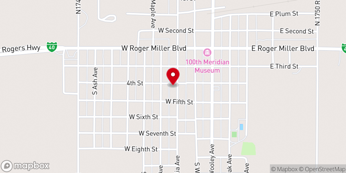 Map showing location of Erick Church of Christ