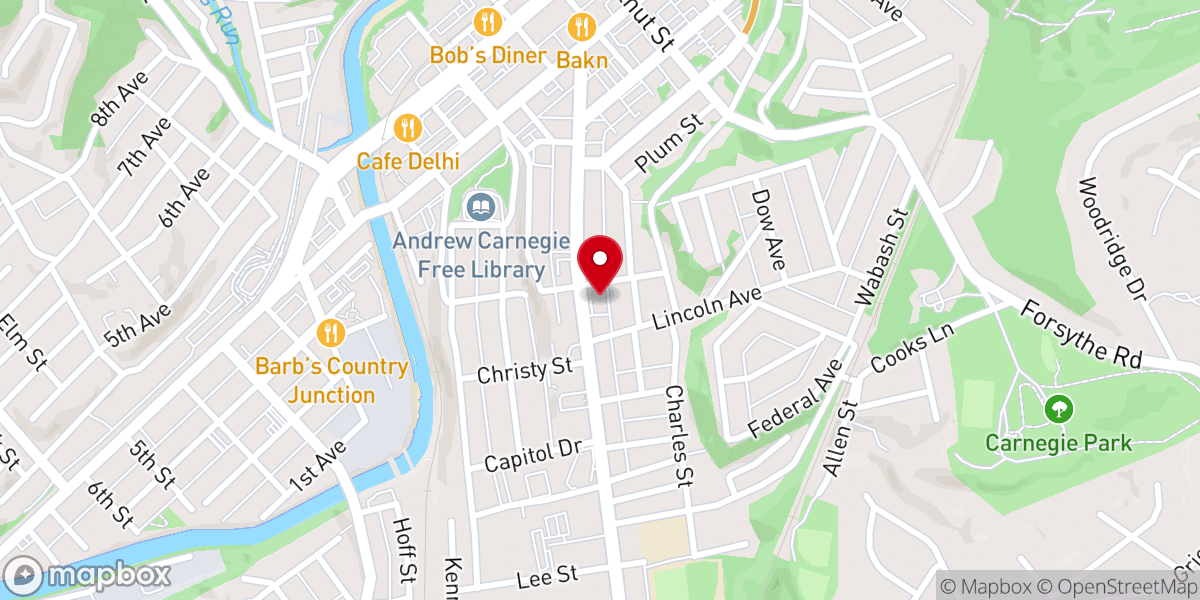 Map showing location of St John Lutheran Church