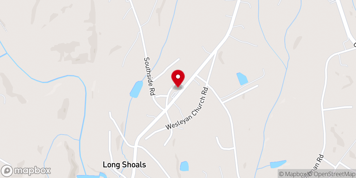 Map showing location of Long Shoal's Baptist Church