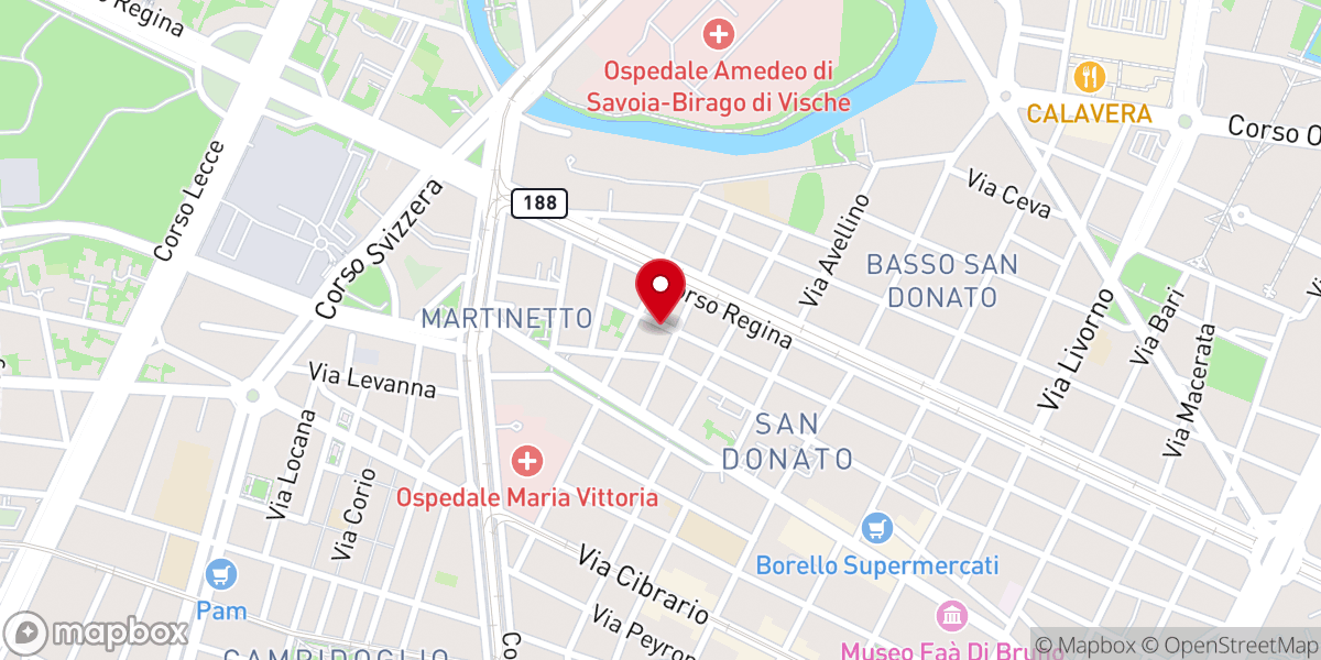 Map showing location of International Church of Torino Offices
