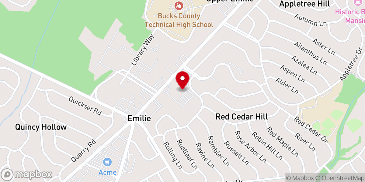 Map showing location of Emilie Methodist Church