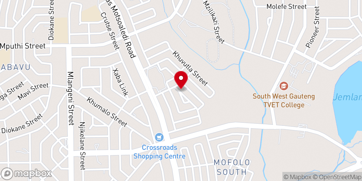 Map showing location of Zion Apostolic Church Mofolo