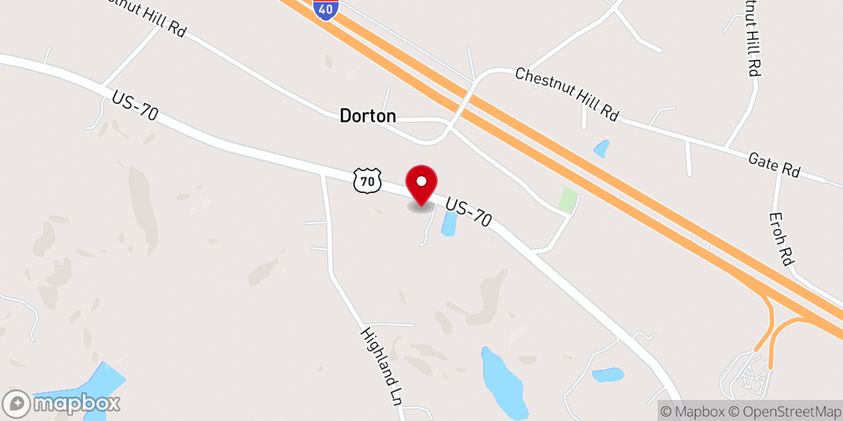 Map showing location of Dorton Baptist Church