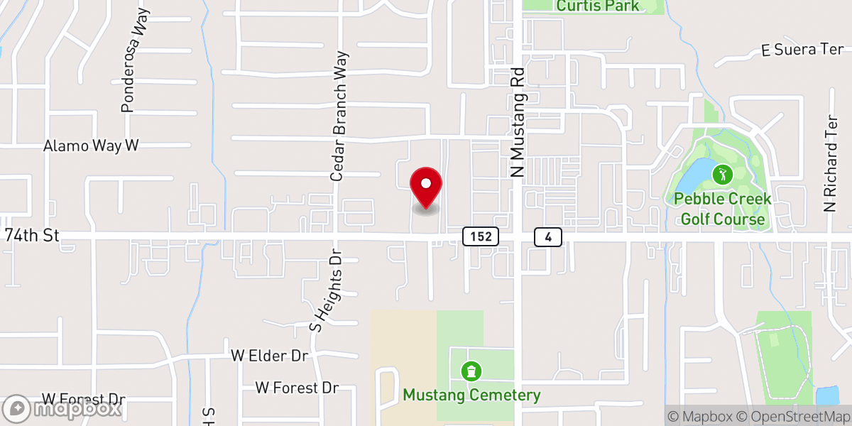 Map showing location of Crossroads Mustang church