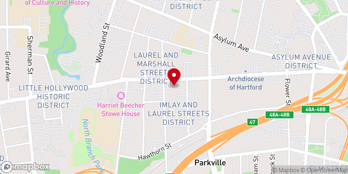 Map showing location of Hartford Brazilian Portuguese Seventh-day Adventist Church