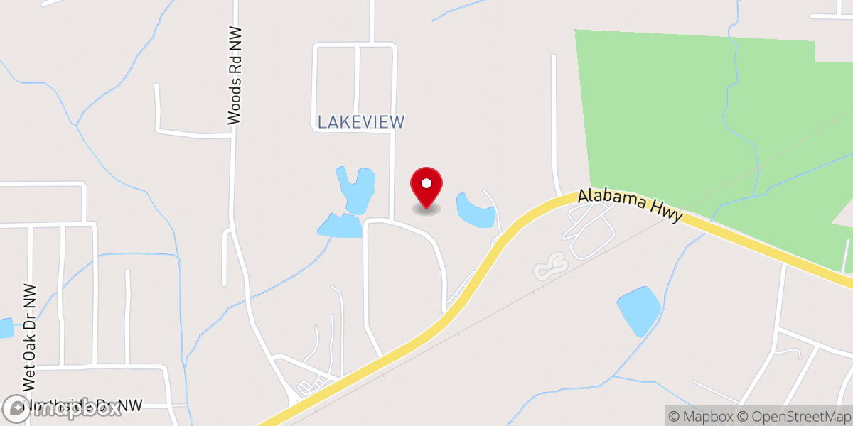 Map showing location of Lakeview Baptist Church