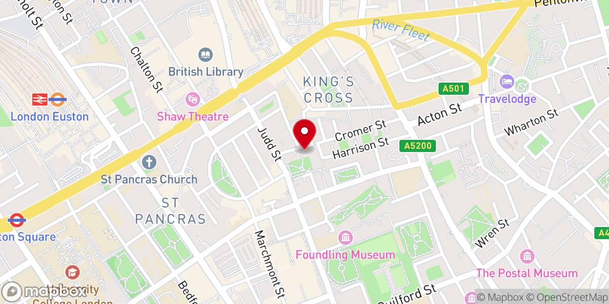 Map showing location of Holy Cross Church, Cromer Street