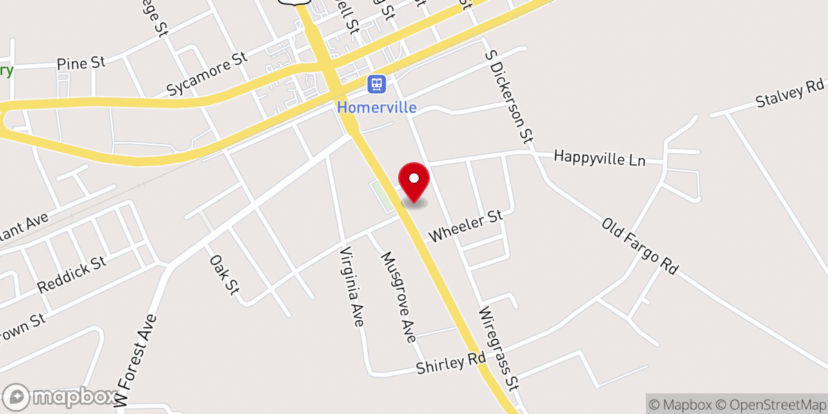 Map showing location of Burkhalter's Cleaners