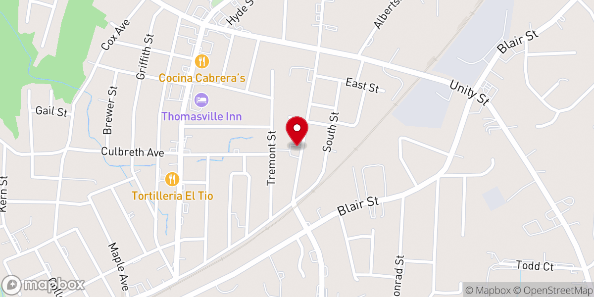 Map showing location of Emmanuel Baptist Church (EBC) of Thomasville
